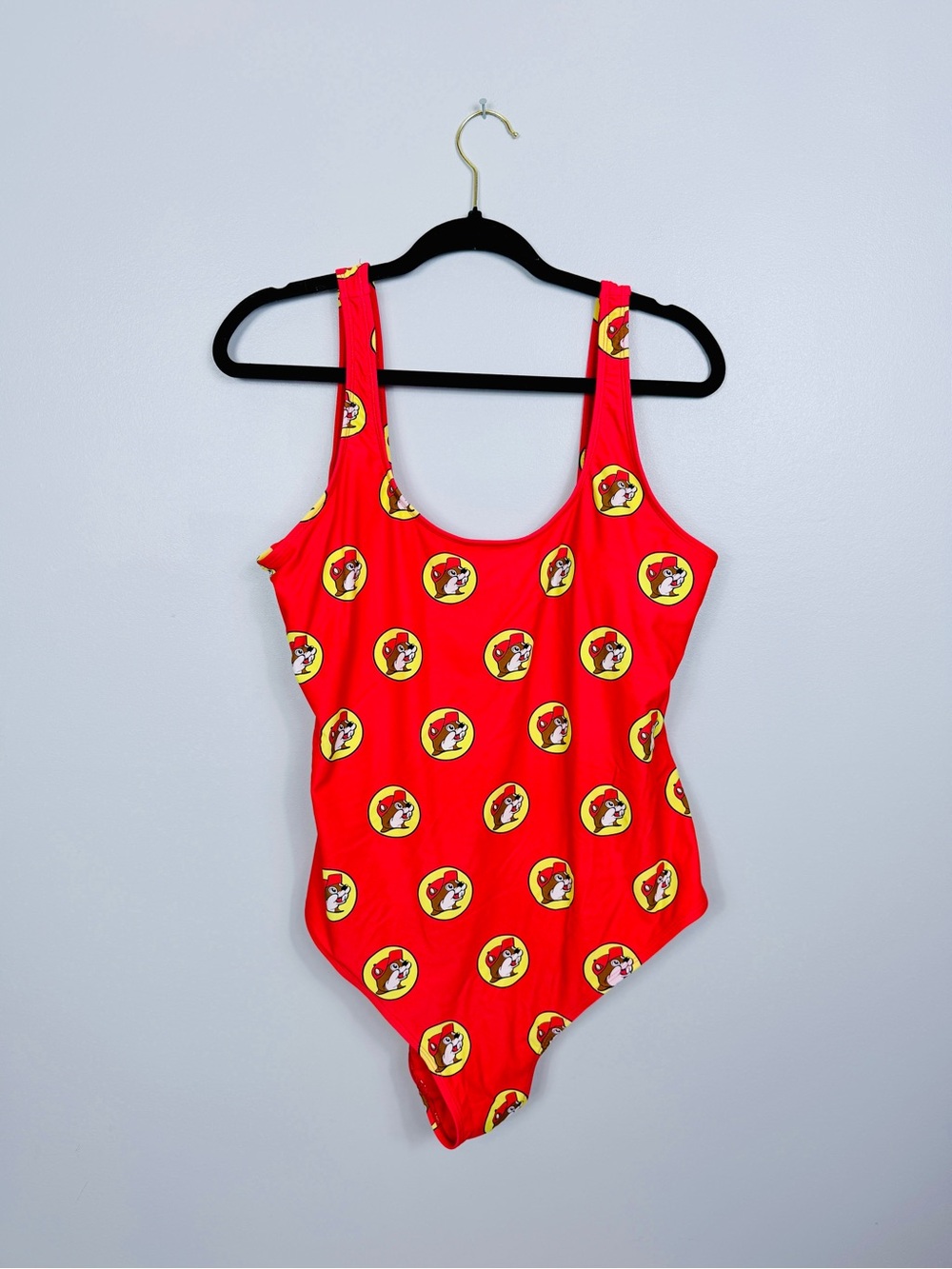 Buc-ee’s red signature beaver logo one piece low back women’s swimsuit size XL